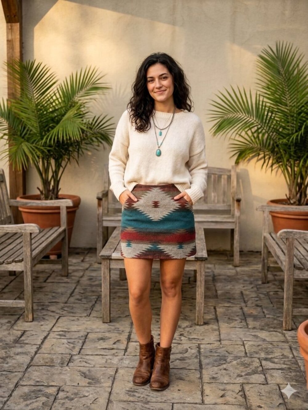American Eagle Southwestern Aztec Blanket Mini‎ Skirt Size 2 Teal Burgundy Boho